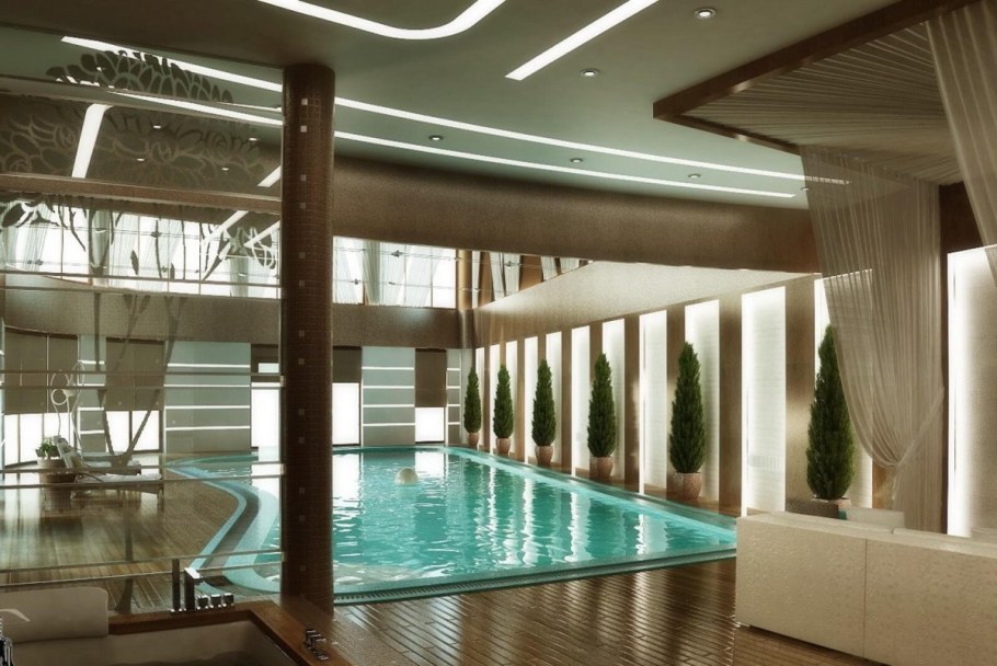 Бассейн в современном стиле в доме