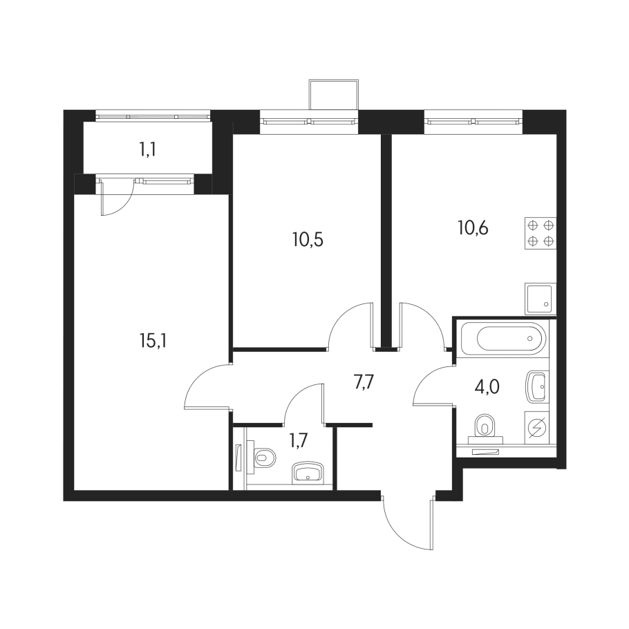 П-44 двухкомнатная квартира планировка