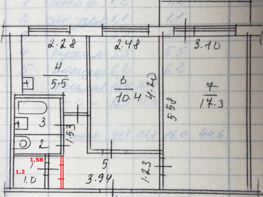 Планировка стандартной двушки