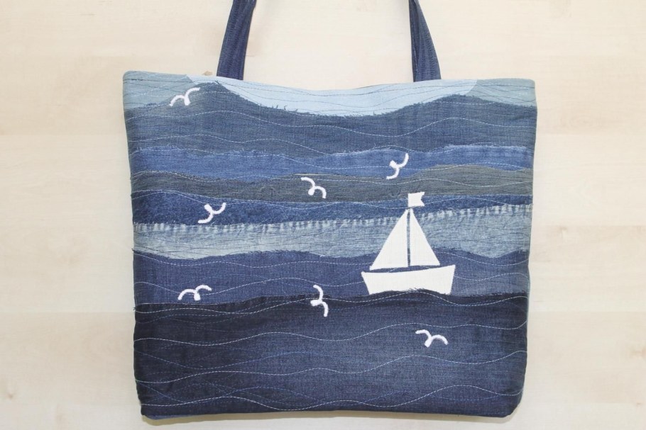 Пляжная сумка из старых джинсов