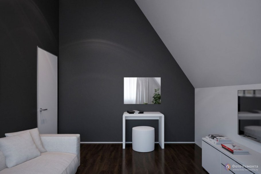Мансарда с темным потолком