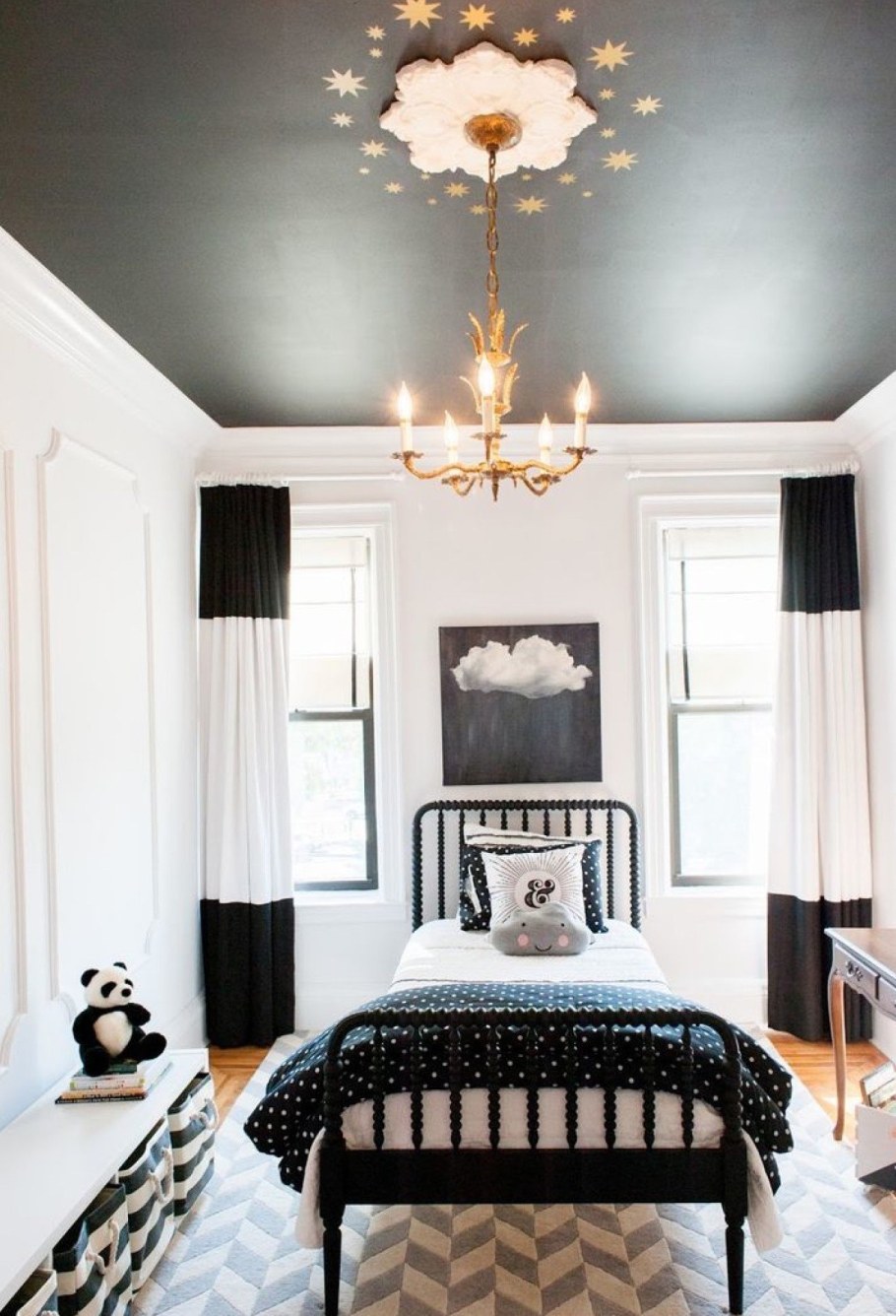 Темный потолок в интерьере