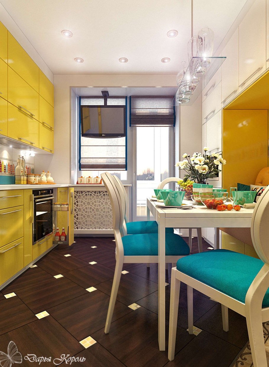 Сине желтый интерьер