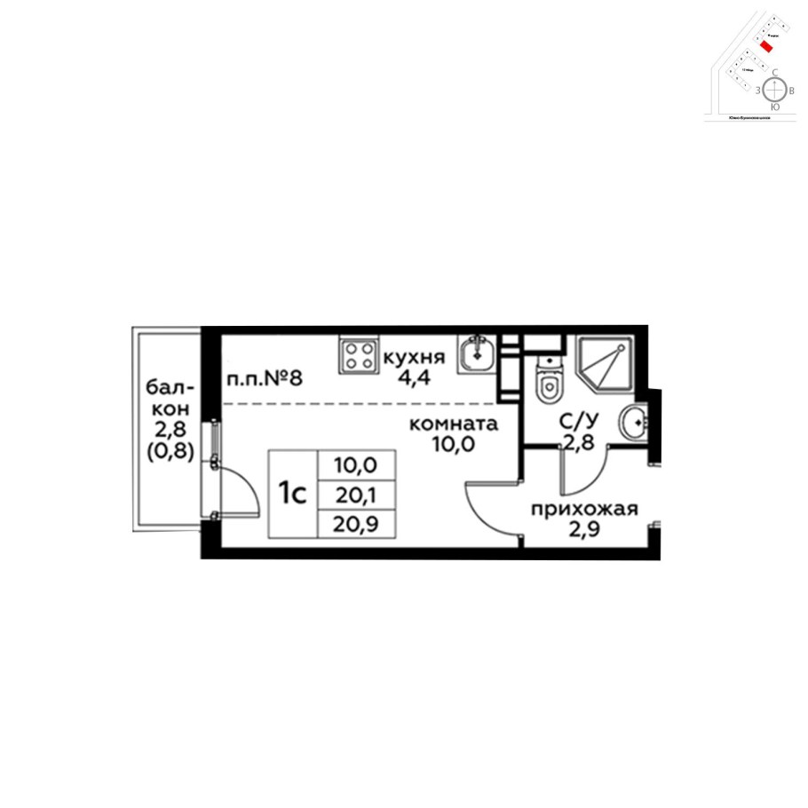 Южное Бунино планировка 2 комнатная