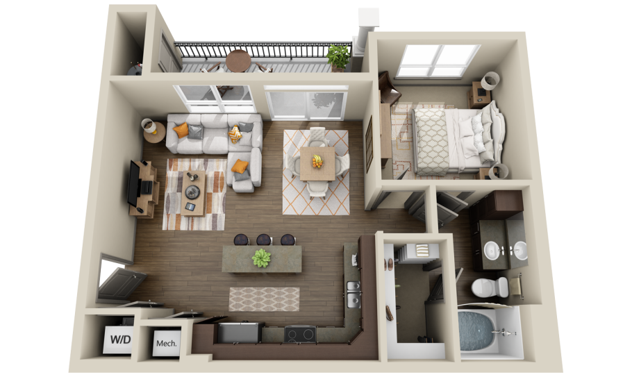 Однокомнатная квартира вид сверху