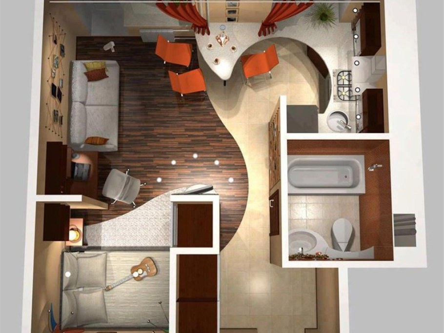 Планировка студии 27 м2 Инсити