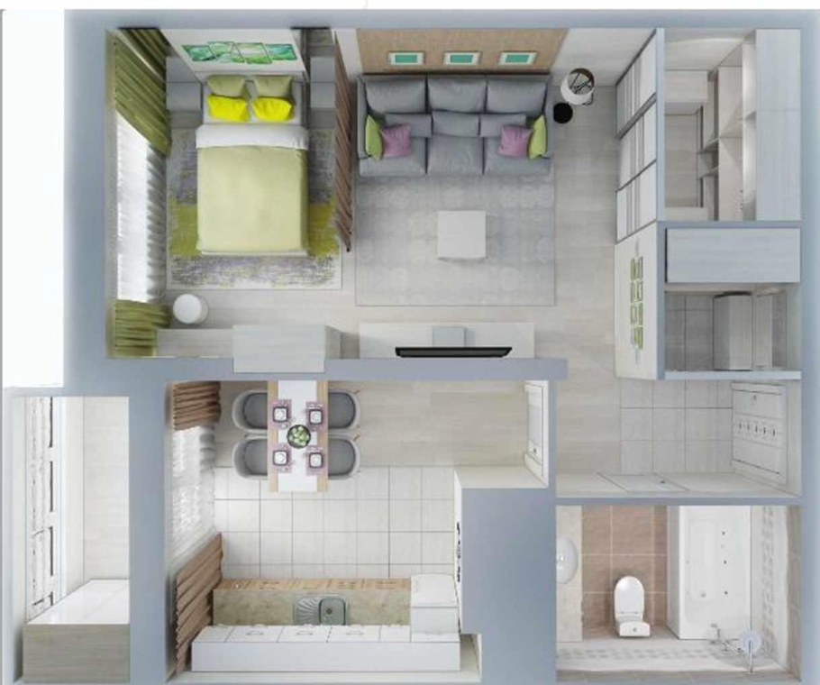 Перепланировка однушки в двушку 45 кв