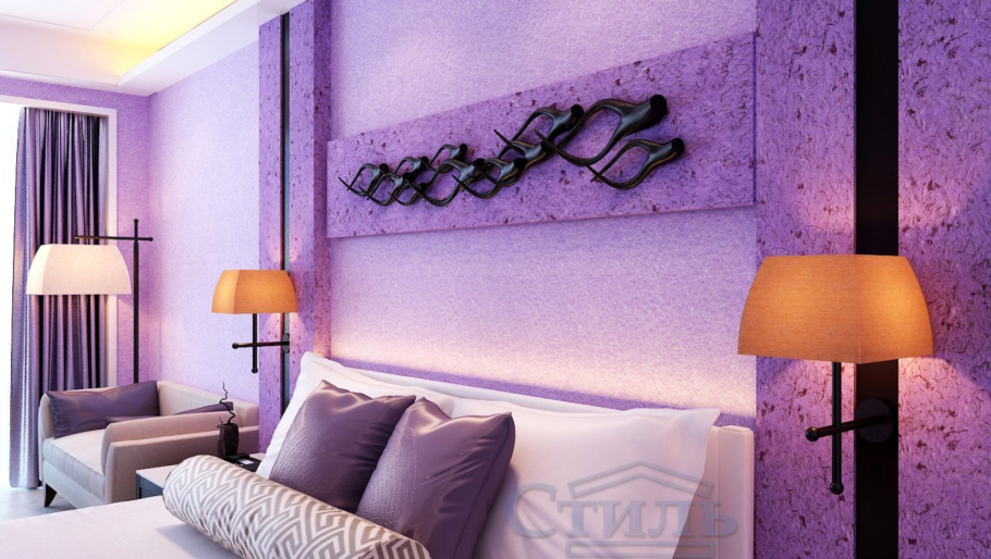 Жидкие обои в интерьере спальни