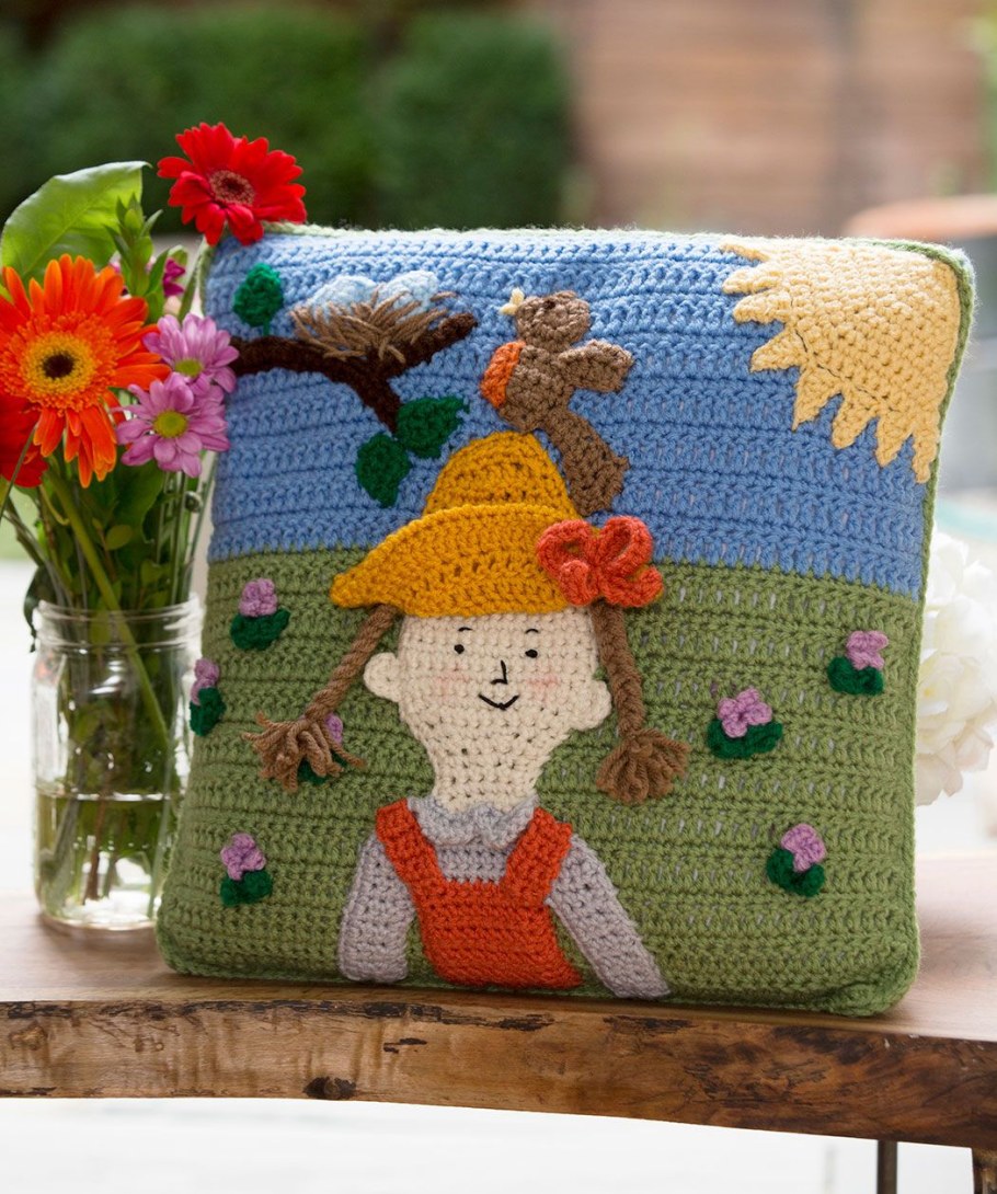 Подушка домик крючком