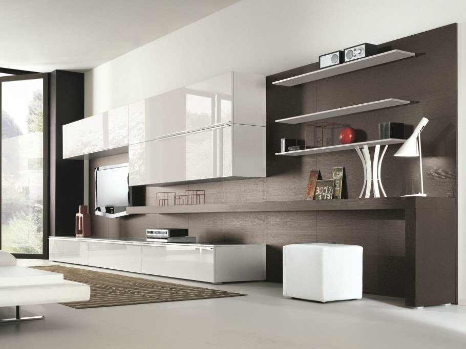 Стенка со столом в гостиную в современном стиле