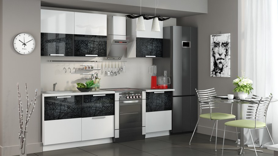 Кухонный гарнитур фэнтези белый универс, Лайнс 2,4м