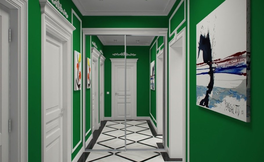 Прихожая в зеленом цвете