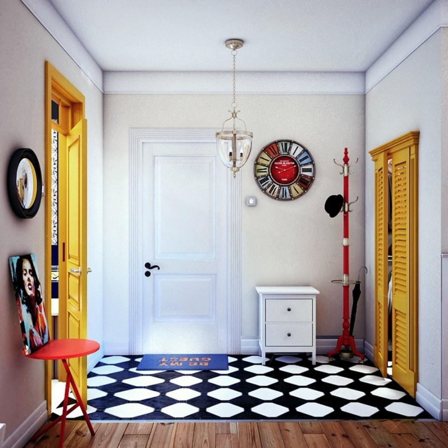 Яркая прихожая в скандинавском стиле