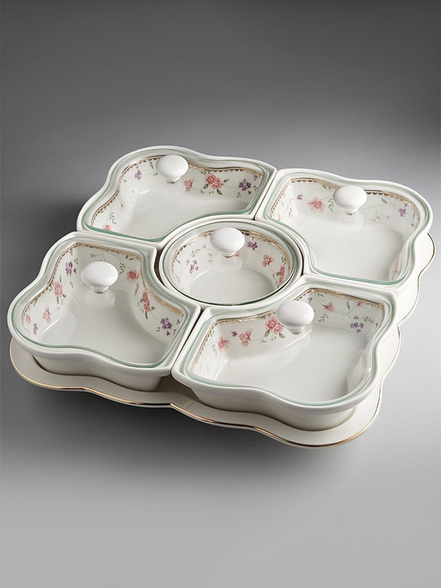 Менажница 5-секционная 28,5х28,5х11 см с крышками мр061z "Флориана"