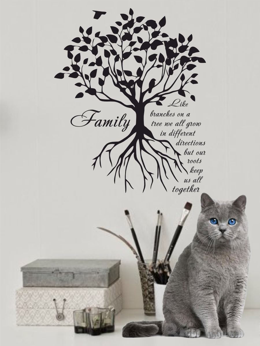 Большая интерьерная наклейка на дверь дерево и птица (69 фото)