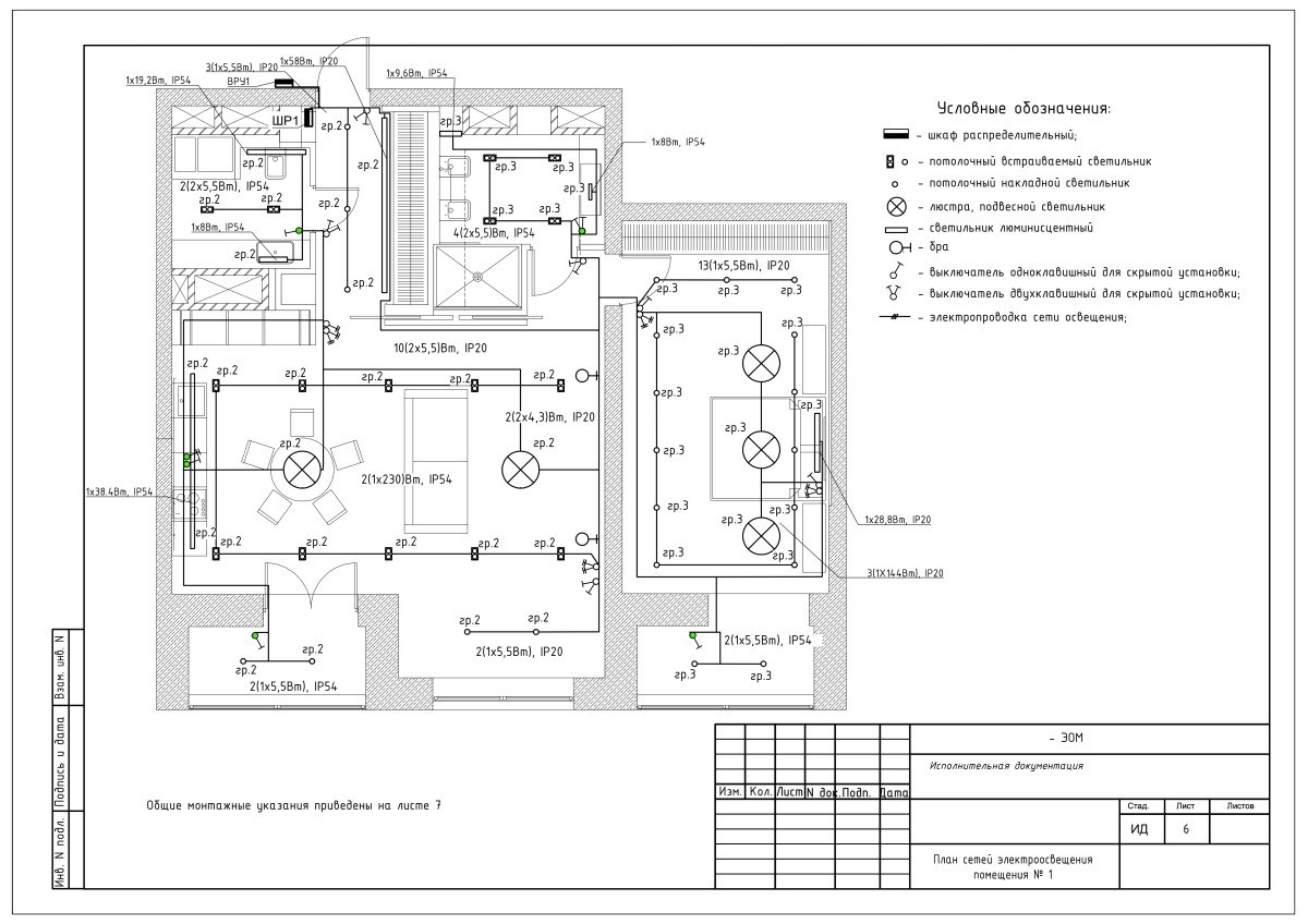 Проект электроснабжения квартиры пример