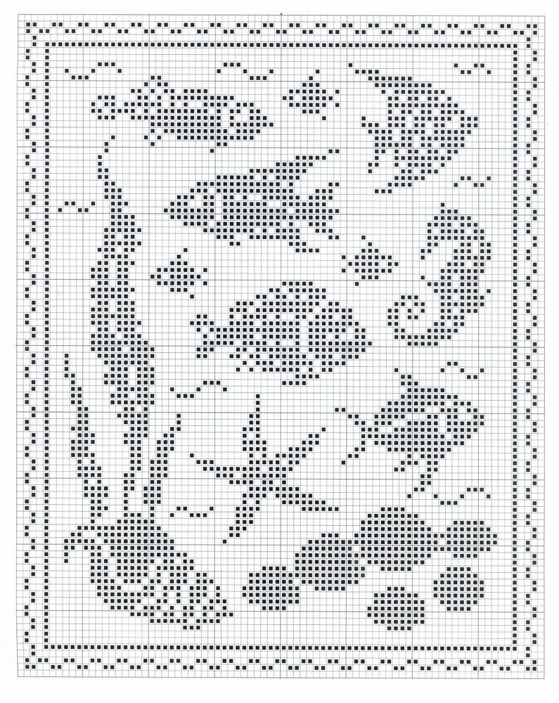 Филейное вязание крючком картины схемы