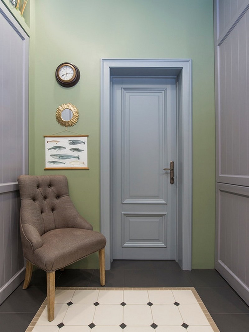 Оливковые двери в интерьере