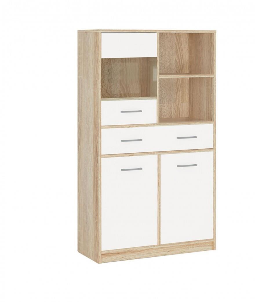 Комод "стелс" 1в2д1ящ, дуб сонома/белый