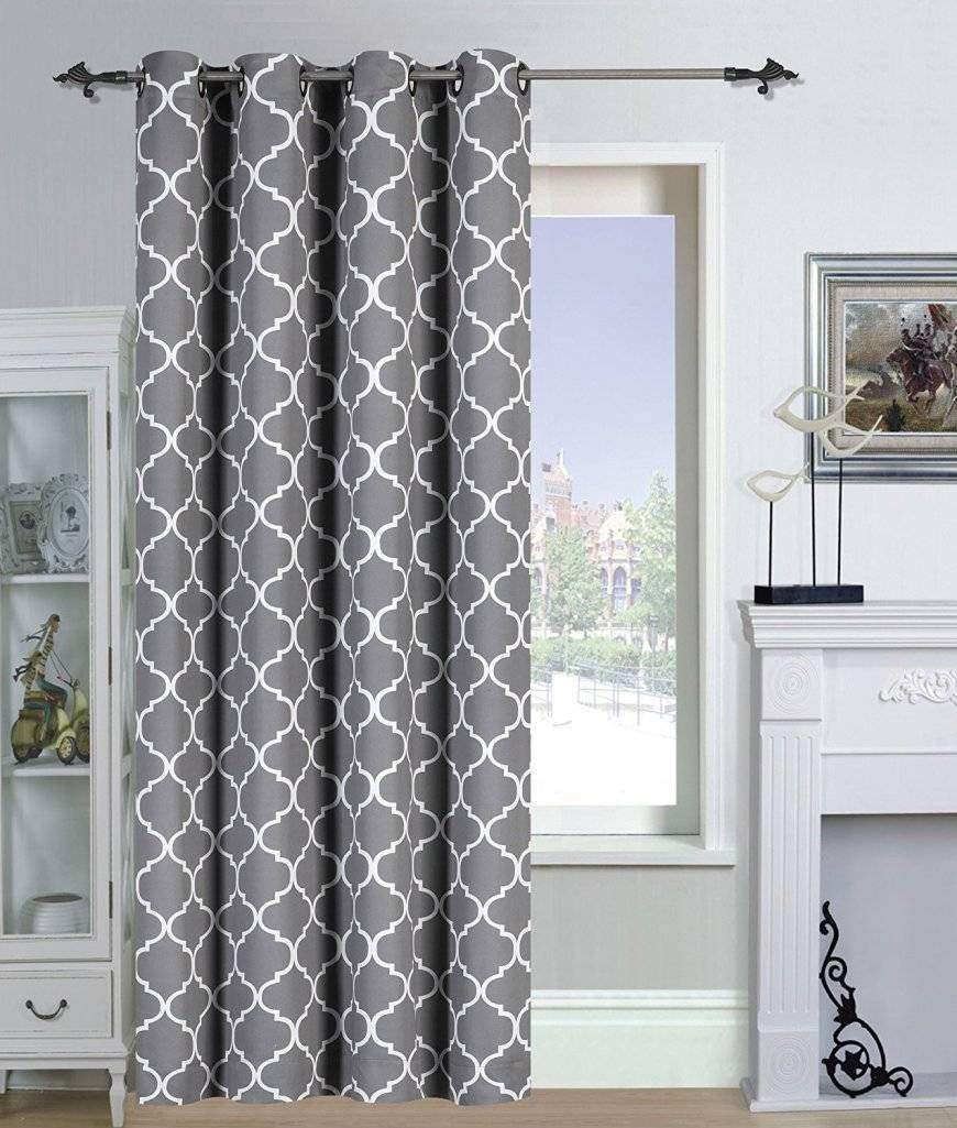 Серые шторы с орнаментом