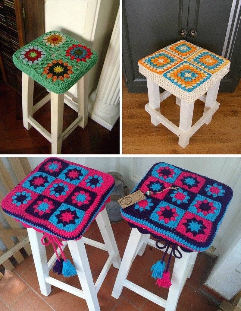 Вязаные чехлы на табуретки