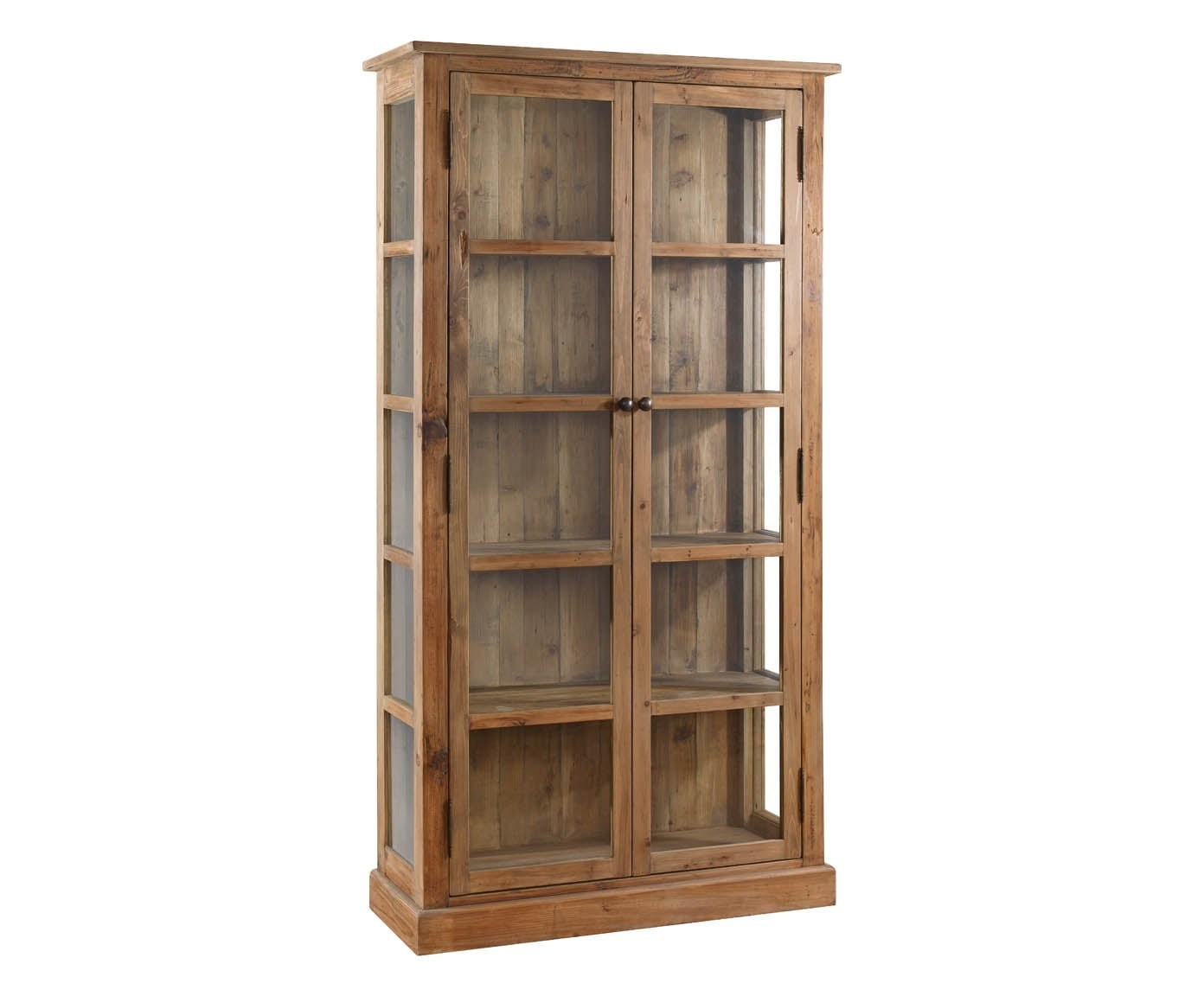 Книжный шкаф из сосны со стеклянными дверцами