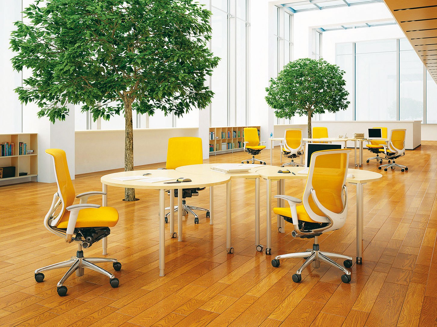 Интерьеры с желтыми креслами офисные