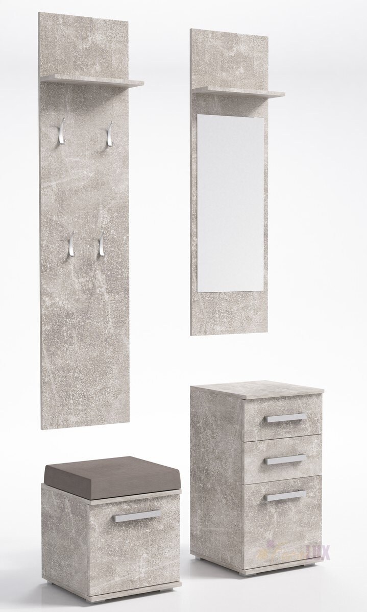 Прихожая Комо бетон/белый