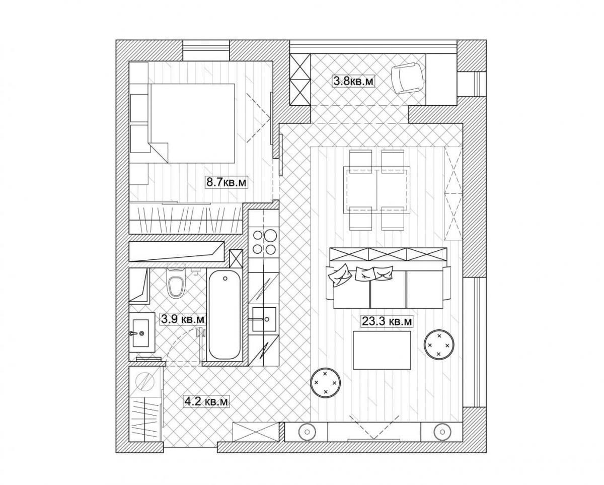 План квартиры 32 кв м