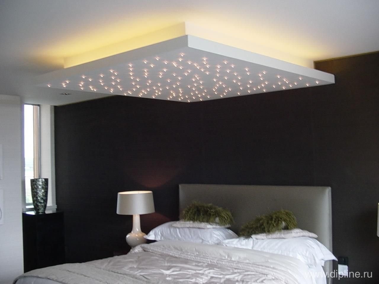 Потолки из гипсокартона с подсветкой для спальни