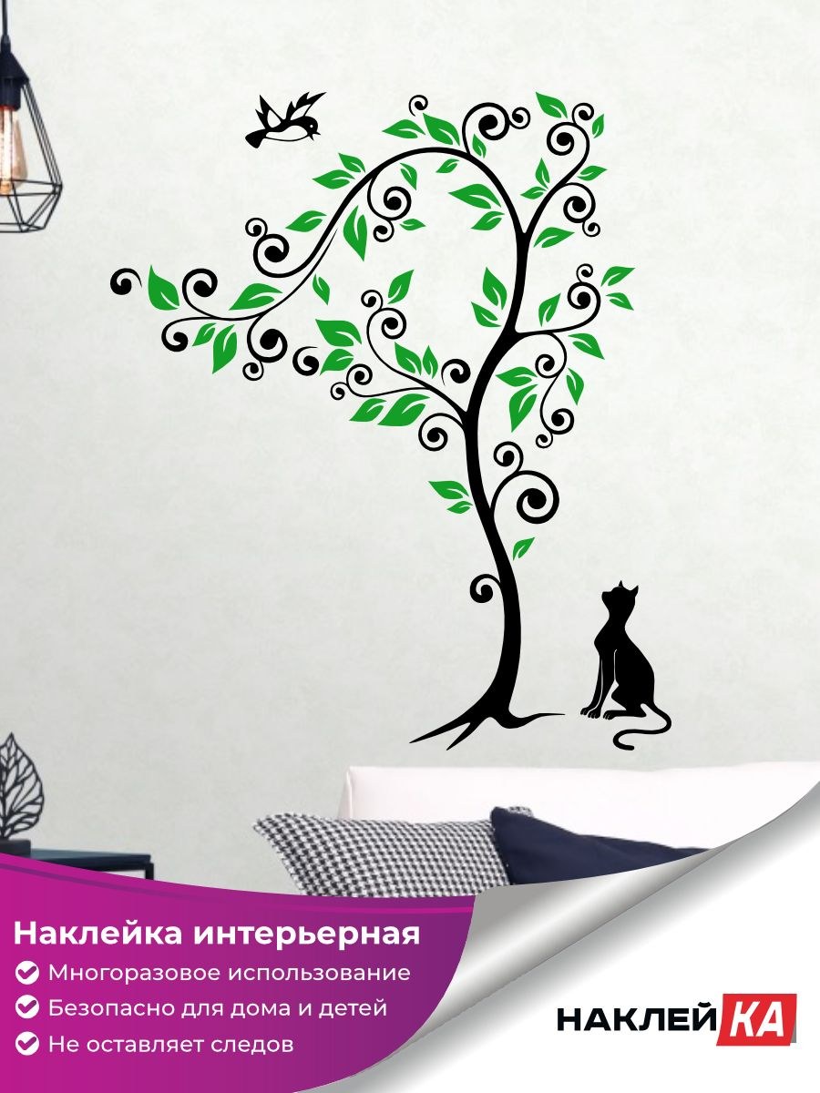 Большая интерьерная наклейка на холодильник кошка (78 фото)