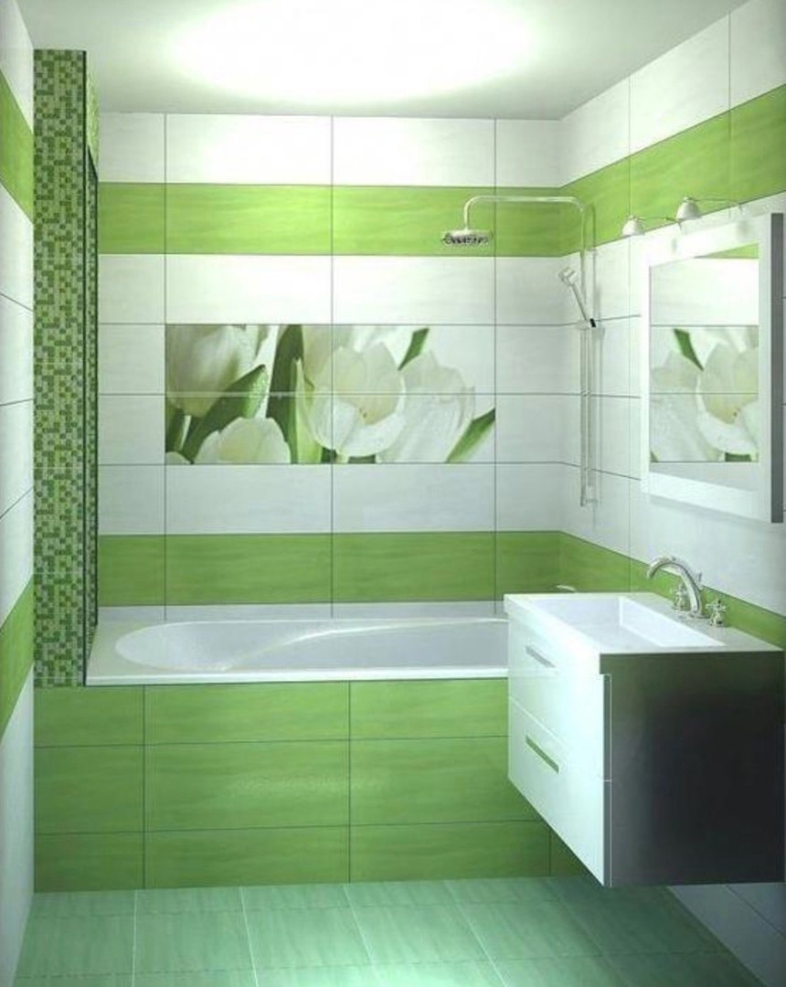 Салатовая ванная комната