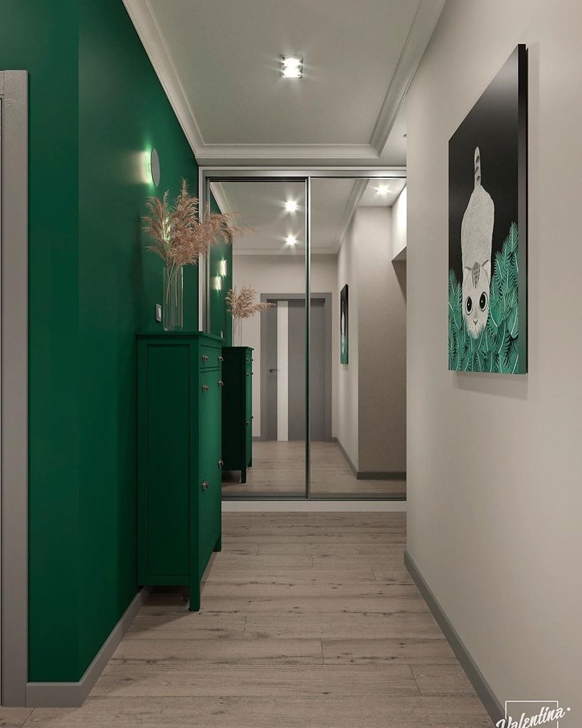 Прихожая в зеленом цвете