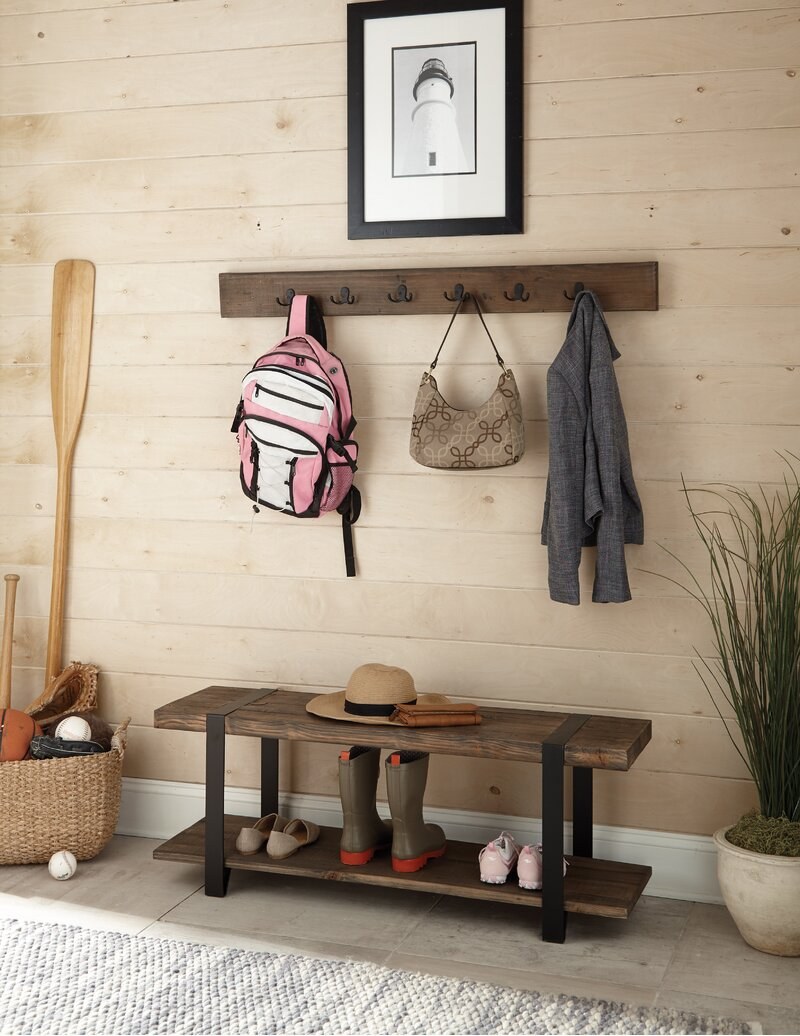 Деревянная вешалка лофт в прихожую