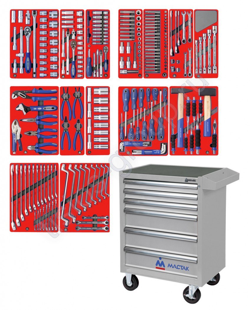 Тележка инструментальная с 6 ящиками красного цвета (66 фото)
