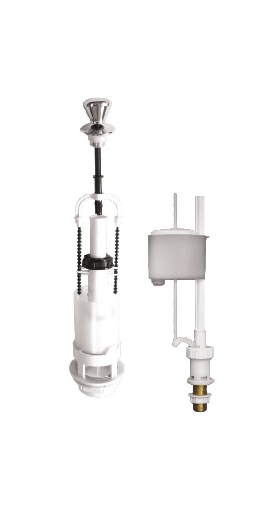 Комплект арматуры Berges Eko 21,1 двухкнопочный, Нижний клапан 1/2 латунь