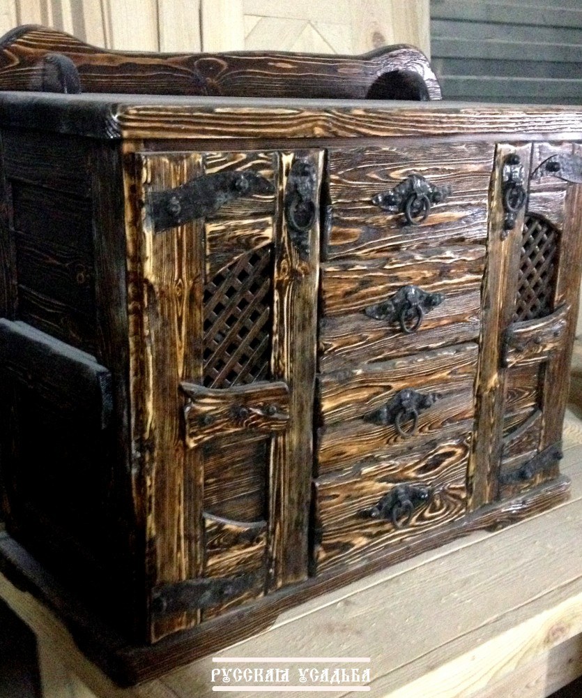 Браширование древесины комод