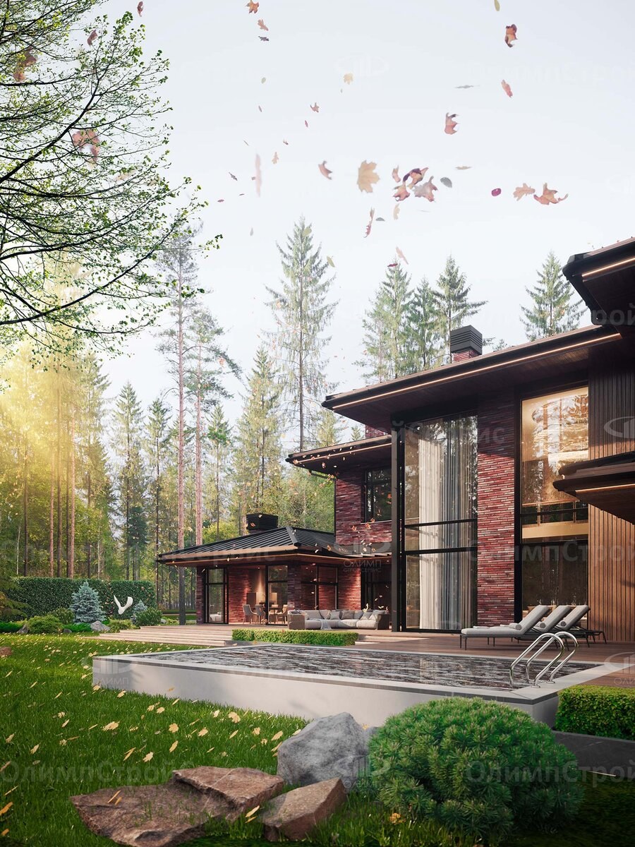 Вместительный двухэтажный коттедж (74 фото)