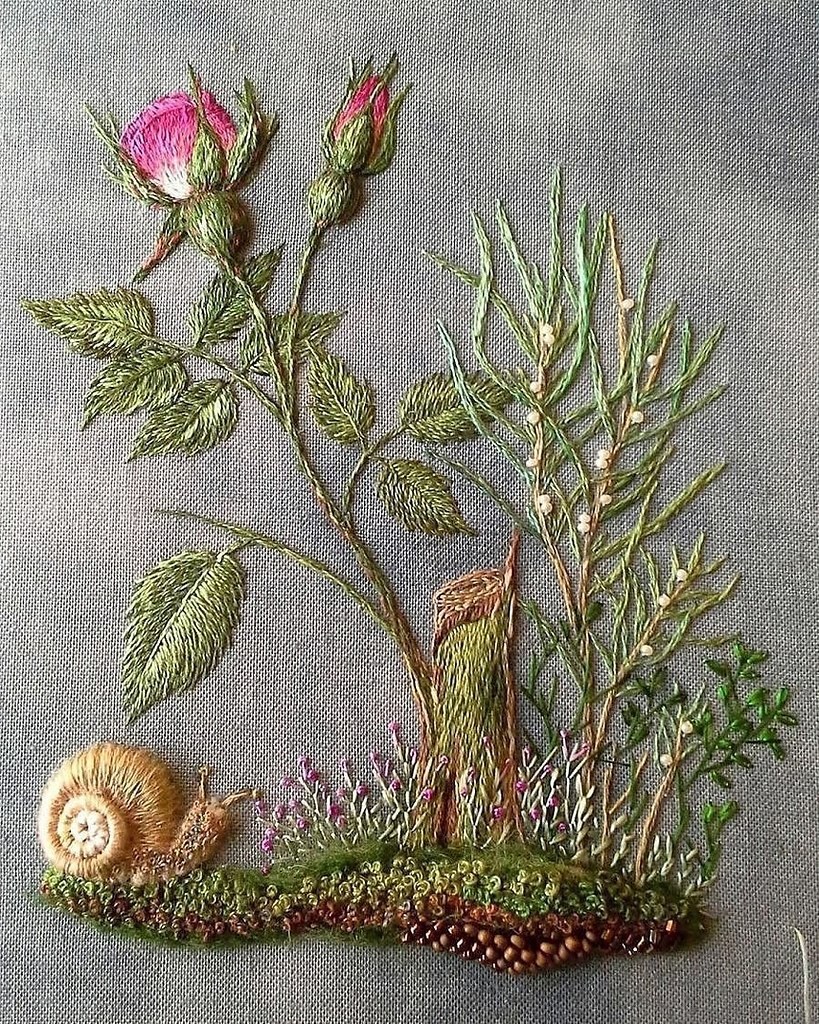 Чертополох вышивка гладью