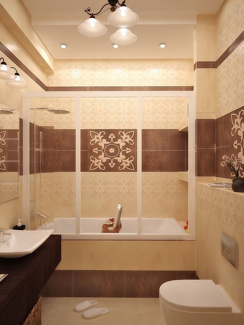 Бежево коричневая ванная