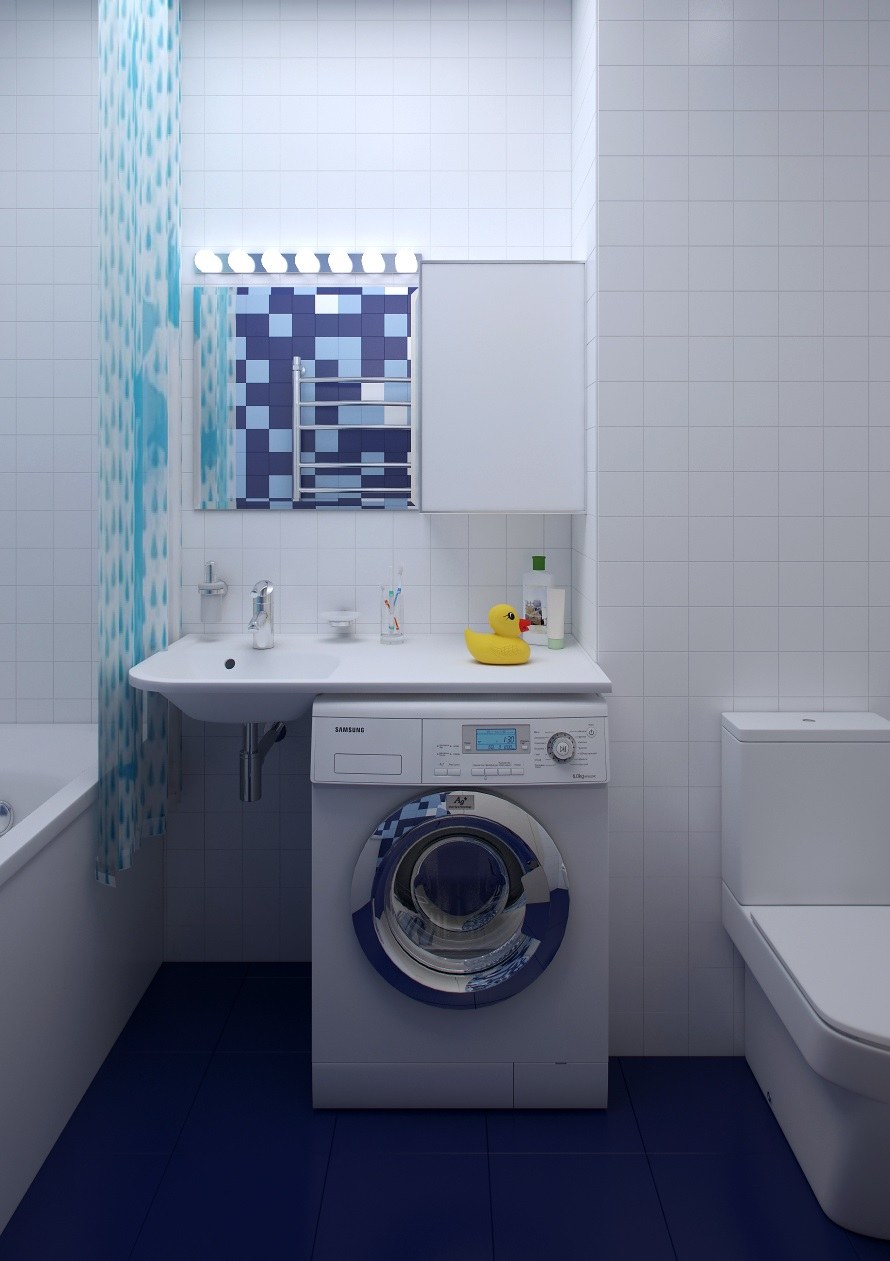 Дизайн ванной в хрущевке со стиральной машиной без унитаза (72 фото)