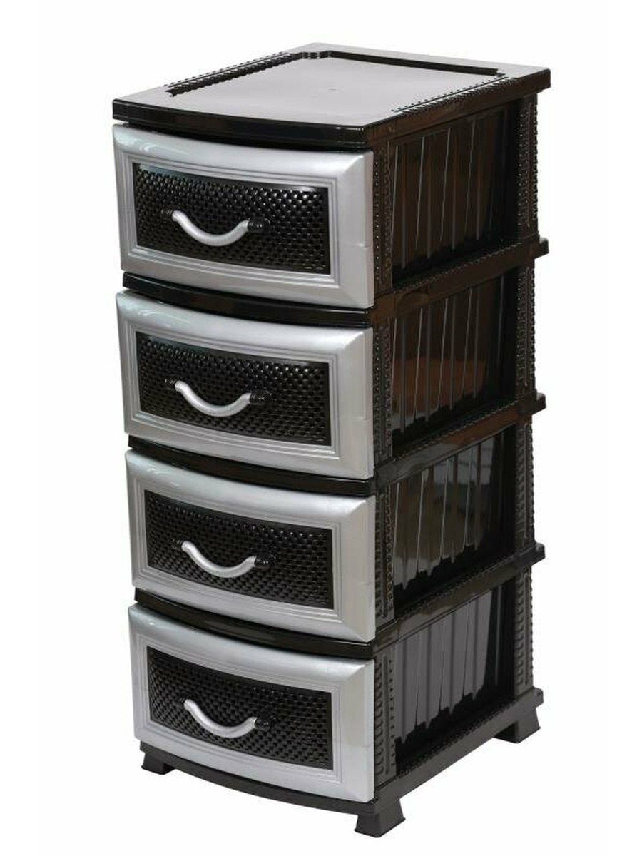 Комод Ромашка 4 секции белый Росспласт