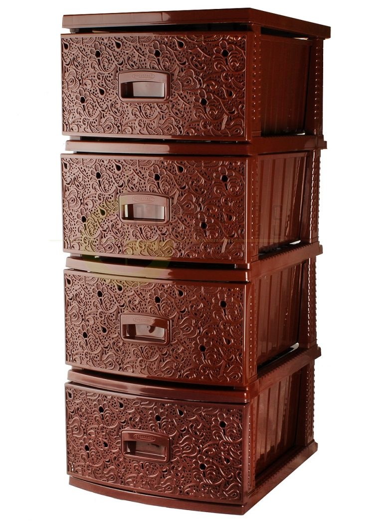 Комод Росспласт ротанг 47x38x95 см коричневый