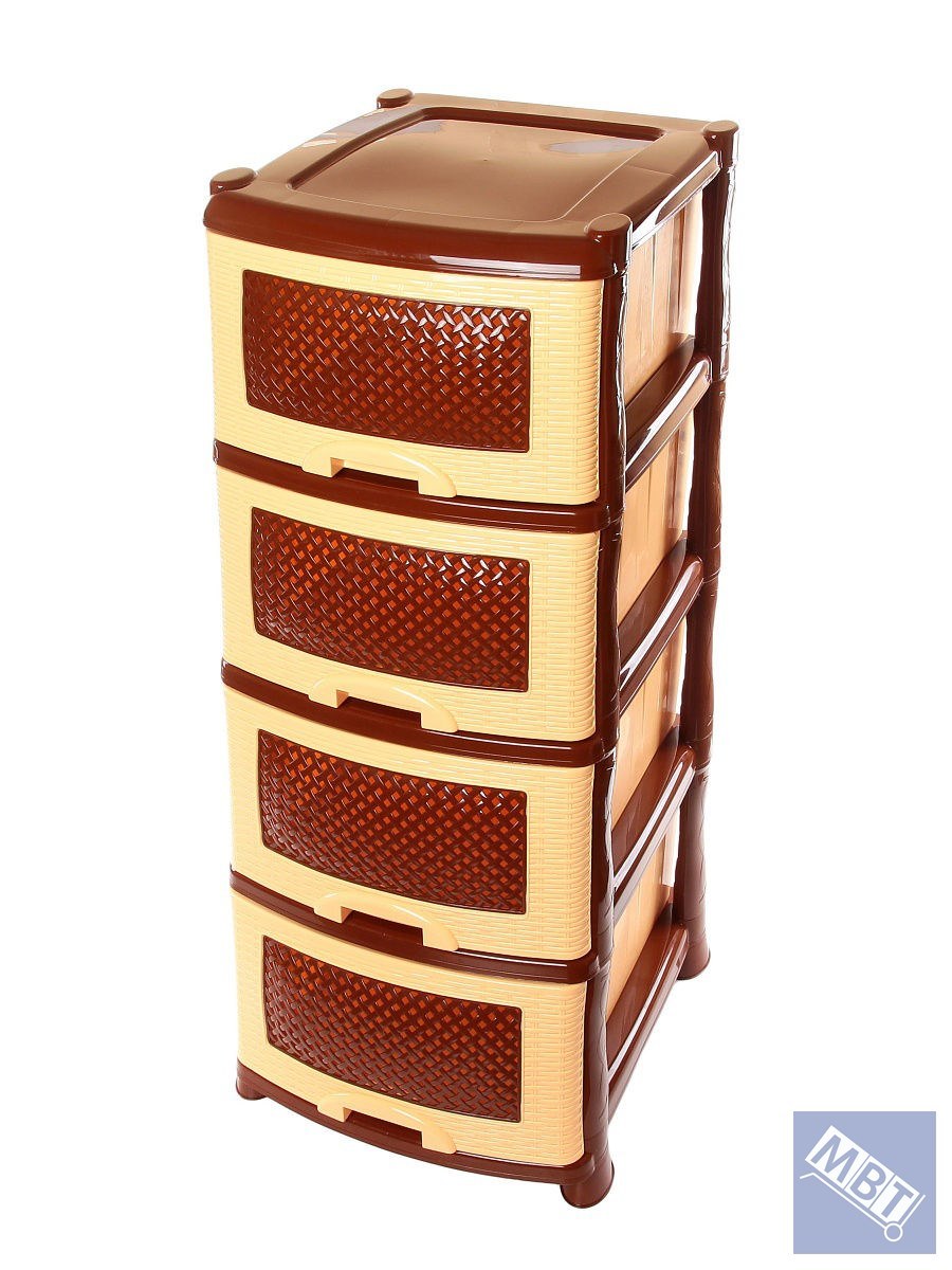 Комод Violet плетенка 4-х секционный коричневый