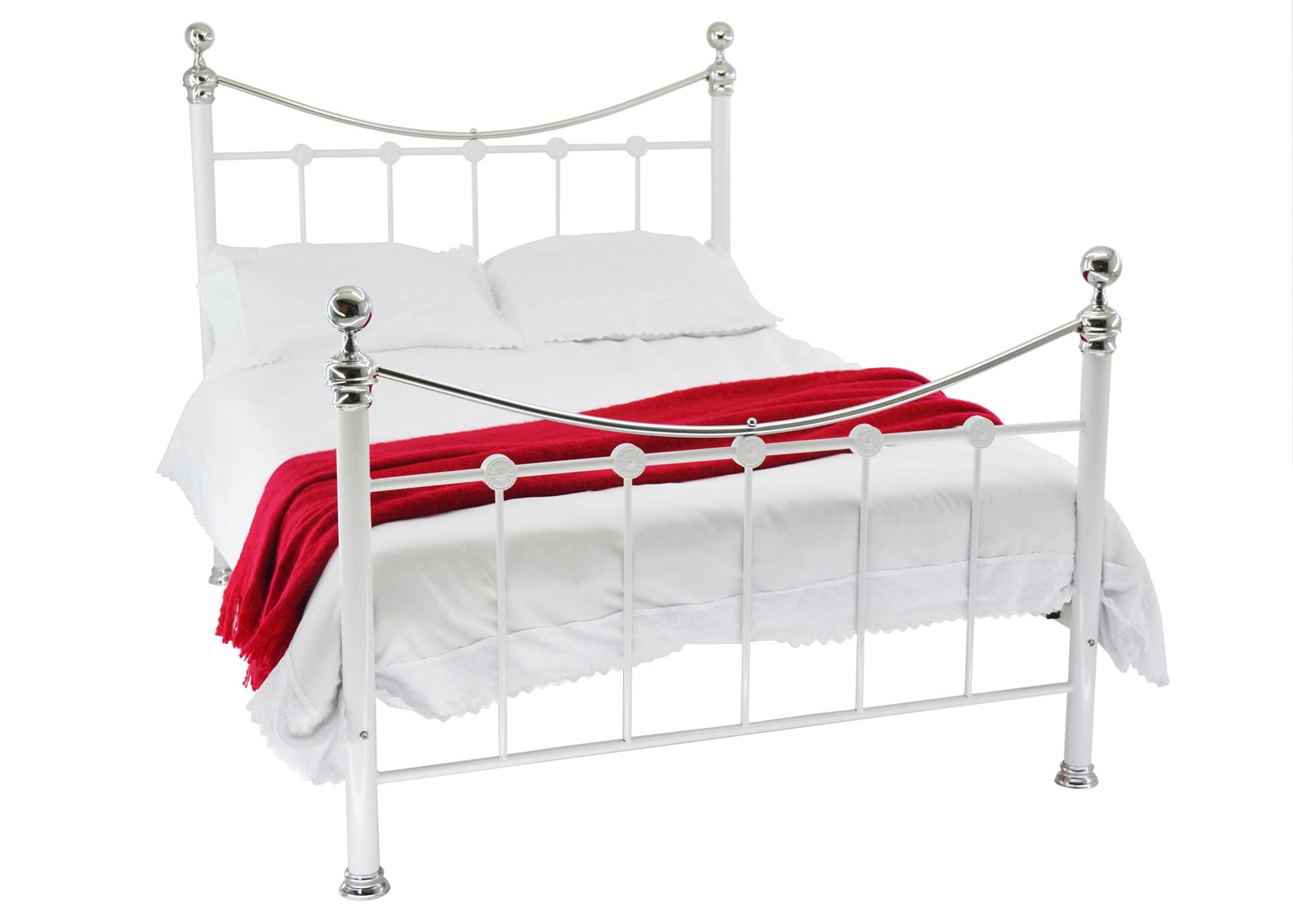 Кровать металлическая двуспальная белая