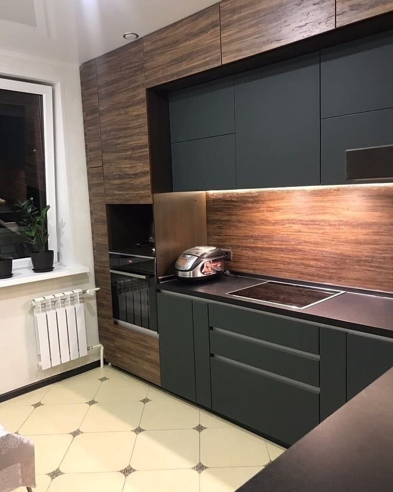 Кухни комбинированные с деревом