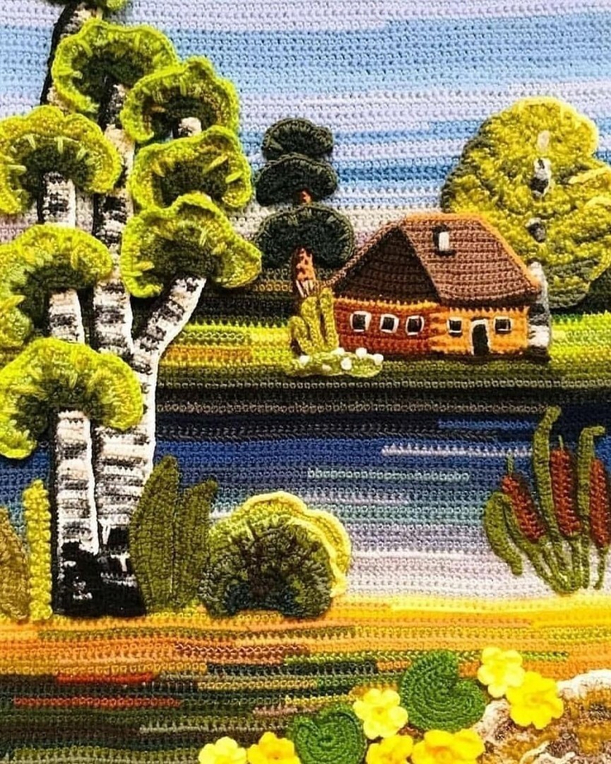 Вязаный крючком гобелен (68 фото)