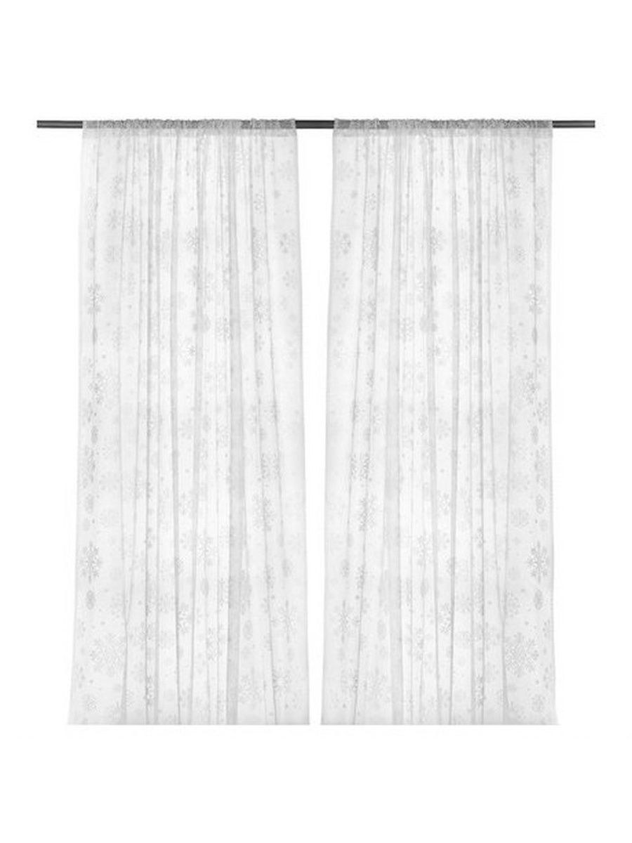 Тюль икеа белая с узором