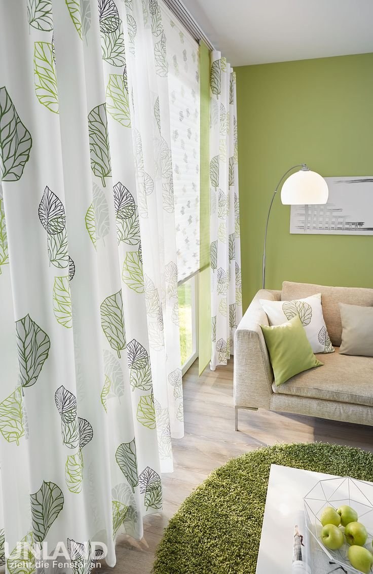 Цвет штор к зеленым обоям в спальне