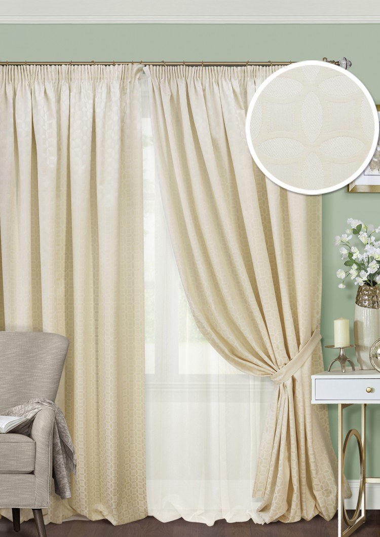 Комплект штор с подхватами и тюлью Kauffort Afina, 200x270, серый